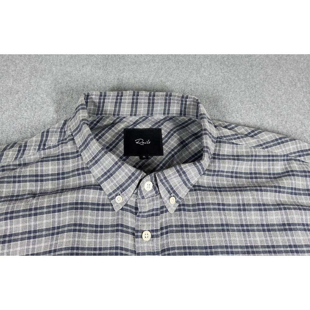 Rails Mens Plaid Button Down Shirt Reid Navy Pumice XL